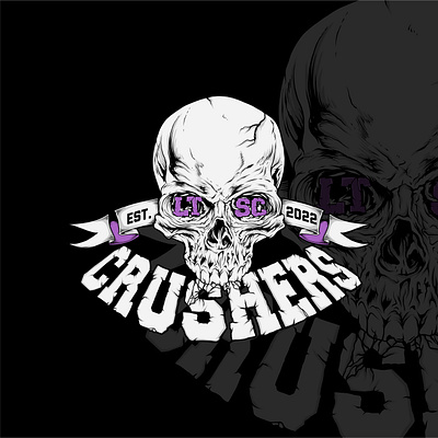 LTSC Crushers Logo branding design digital illustration drawing graphic design head illustration logo logo design logo illustration logo retro logo vintage skull vector