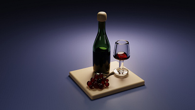 3d modeling of wine glass and bottle 3d 3d model blender bottle creative glass wine