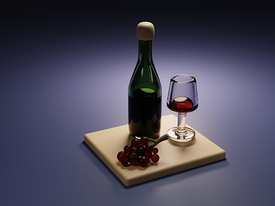 3d modeling of wine glass and bottle 3d 3d model blender bottle creative glass wine