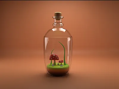 Mushroom Terrarium 3d 3d model blender creative glass modeling mushroom mushroom terrarium terrarium