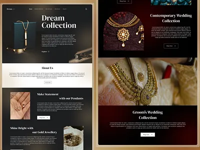 Dream.com - Jewellery Web Design UI/UX branding bridal design jewellery ui ux webdesign website