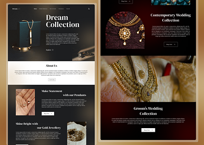 Dream.com - Jewellery Web Design UI/UX branding bridal design jewellery ui ux webdesign website