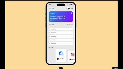 Social Media Activity Application UI design ui
