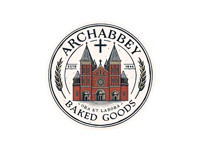 BAKERY LOGO / OLD CHURCH LOGO / CHURCH BAKERY LOGO bakery bakery shop biscuits branding bread cakes church church illustration cross hand drawn hand drawn illustration hand drawn logo illustration loaf old bakery old church bakers old church bakery logo old church logo shop sour dough
