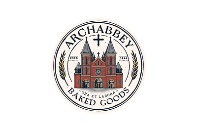 BAKERY LOGO / OLD CHURCH LOGO / CHURCH BAKERY LOGO bakery bakery shop biscuits branding bread cakes church church illustration cross hand drawn hand drawn illustration hand drawn logo illustration loaf old bakery old church bakers old church bakery logo old church logo shop sour dough