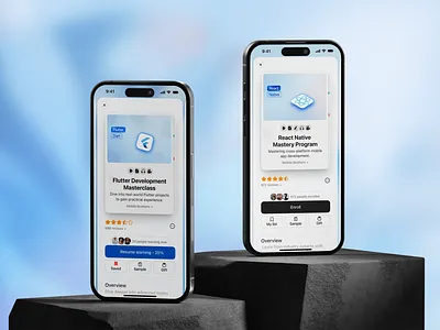Learning App app card course cover courses cover dark design ios app ios design learning app learning mockup light mobile app ui
