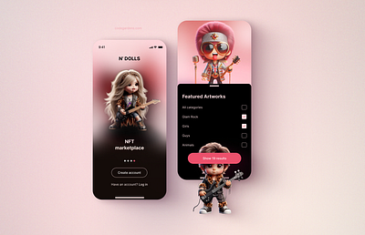 NFT Marketplace N'Dolls app design branding dolls graphic design illustration marketplace nft rose ui webdesign website