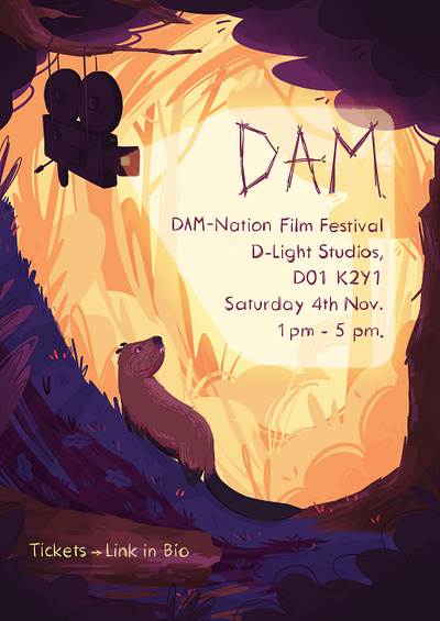 DAM Film Festival Poster animation beaver film poster illustration poster