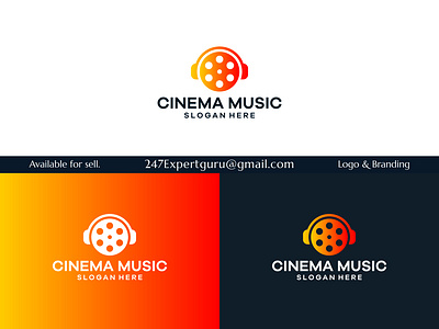 Logo design template music logo headphone with cinema premium 3d animation branding graphic design logo motion graphics real estate logo logo design ui