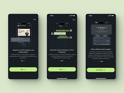 Co-relate-Onboarding Screens app design app ui mobile app mobile app design mobile app ui relationship relationship management