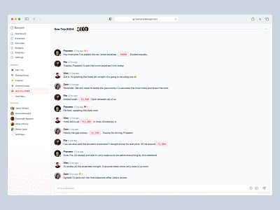 Group Chat 💬 chat dashboard group group chat list minimal nav navigation saas sidebar