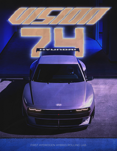 Hyundai N Vision 74 - Vaporwave Poster Design 80s aesthetic artwork graphic design hyundai marketing poster retro vaporwave vintage