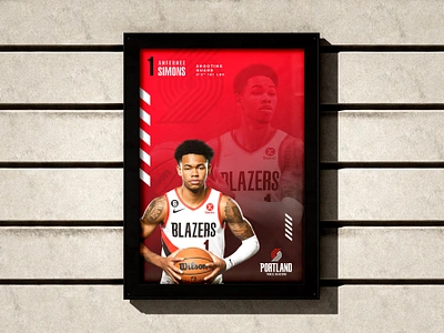 Anfernee Simons, Portland Trail Blazers Poster branding collage design drawing graphic design illustration logo nba portland trail blazers typography ui ux vector