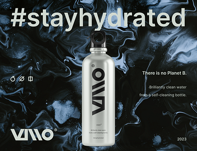 VAMO abstract bottle branding graphic design icon logo mark typography water