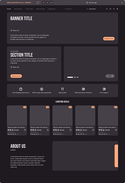 TBag. CMS Layout example cms components layout shop template