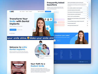 Dental Implants Landing Page before and after benefits client cta dental design doctor footer fqas gallery hero implants landing page medical pricing reviews testimonials typography ui ux