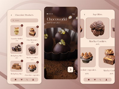 Chocoworld App app chocolate design ecommerce mobile app mobile app design ui ui ux ux