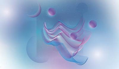 Purple wave abstract card cute design geometric gradient illustration sence vector wave