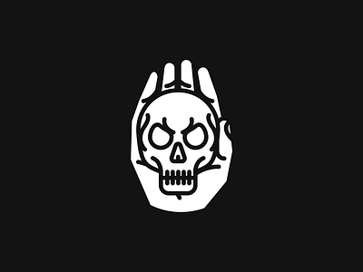 Bone Collector hand logo negative space skull