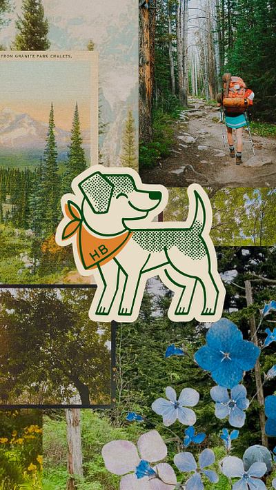 Hike Bham Mascot Design adventuring beagle branding brandkit dog graphic design hiking illustration illustrative branding logo mascot outdoorsy retro