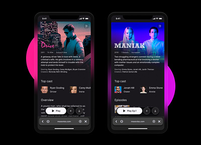 Streaming site concept app colourful movie series streaming tv ui