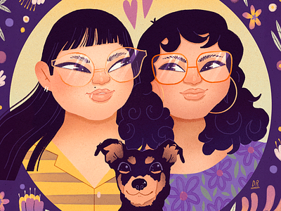 Karla and Joanne artwork character character design couple portrait dog handmade illustration lgbtq love portrait queer queer love