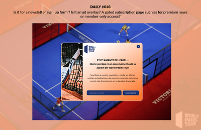 Daily #016 - Pop-up Overlay - World Padel Tour 016 challenge daily016 dailyui design figma ui ui16 uidesigner ux