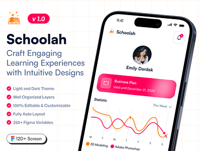 Schoolah - Online Course App UI Kit art course design interface ios kits learn mobile news os school slide study