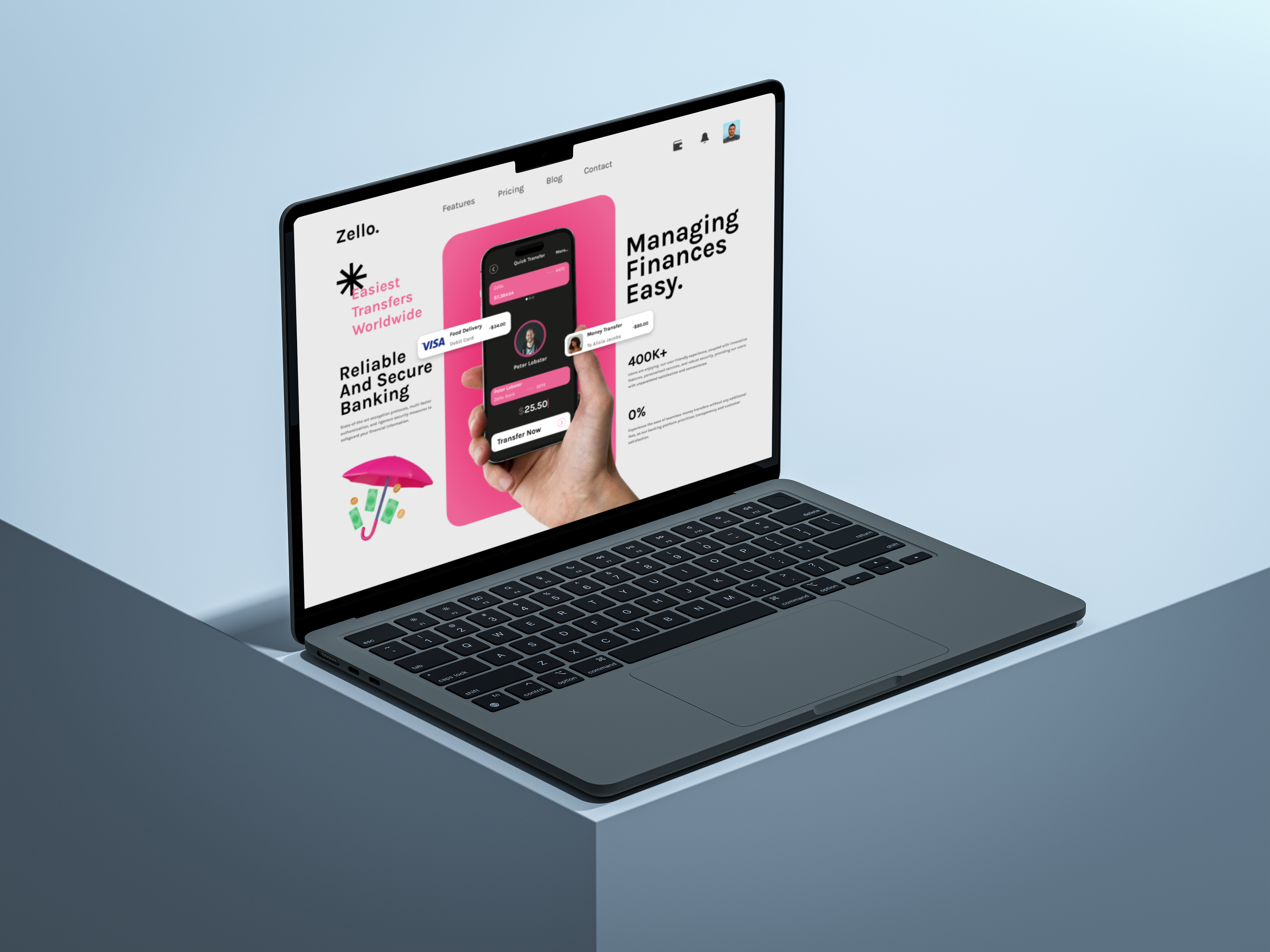 Zello. Banking App Landing Page app application bank banking finance graphic design interface landing main page ui uiux ux web web design