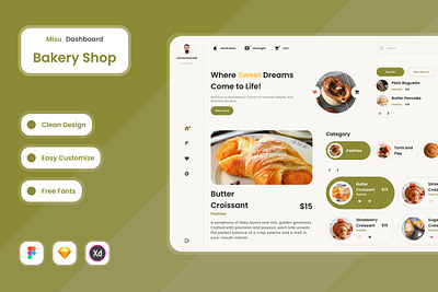 Misu - Bakery Shop Dashboard V1 bakery dashboard delivery design efficiency interface layout revenue store ui ux