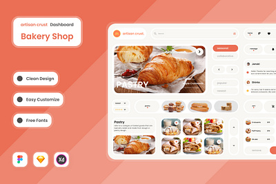 Artisan Crust - Bakery Shop Dashboard V1 bakery dashboard design interface layout revenue selling store ui ux website