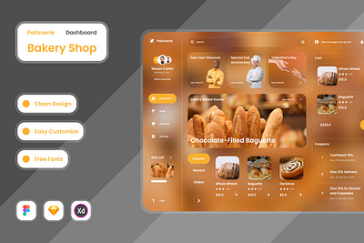 Patisserie - Bakery Shop Dashboard V1 bakery dashboard design interface layout revenue selling store ui ux website