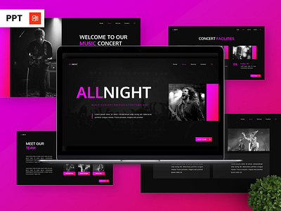 Allnight - Music Powerpoint Templates guitar infographic portfolio powerpoint presentation template