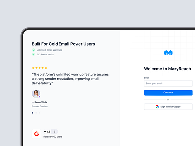Login Screen x Manyreach product design saas ui design uiux design ux design