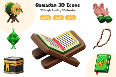 Ramadhan 3D Icons Set 3d 3d artwork 3d icon 3d render blender blender 3d design designer element graphic design icon illustration logo rendering symbol ui ux