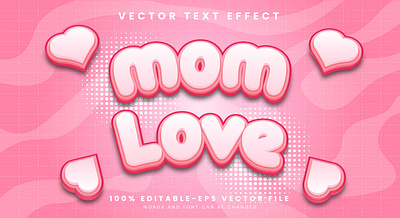 Mom Love 3d editable text style Template promotion