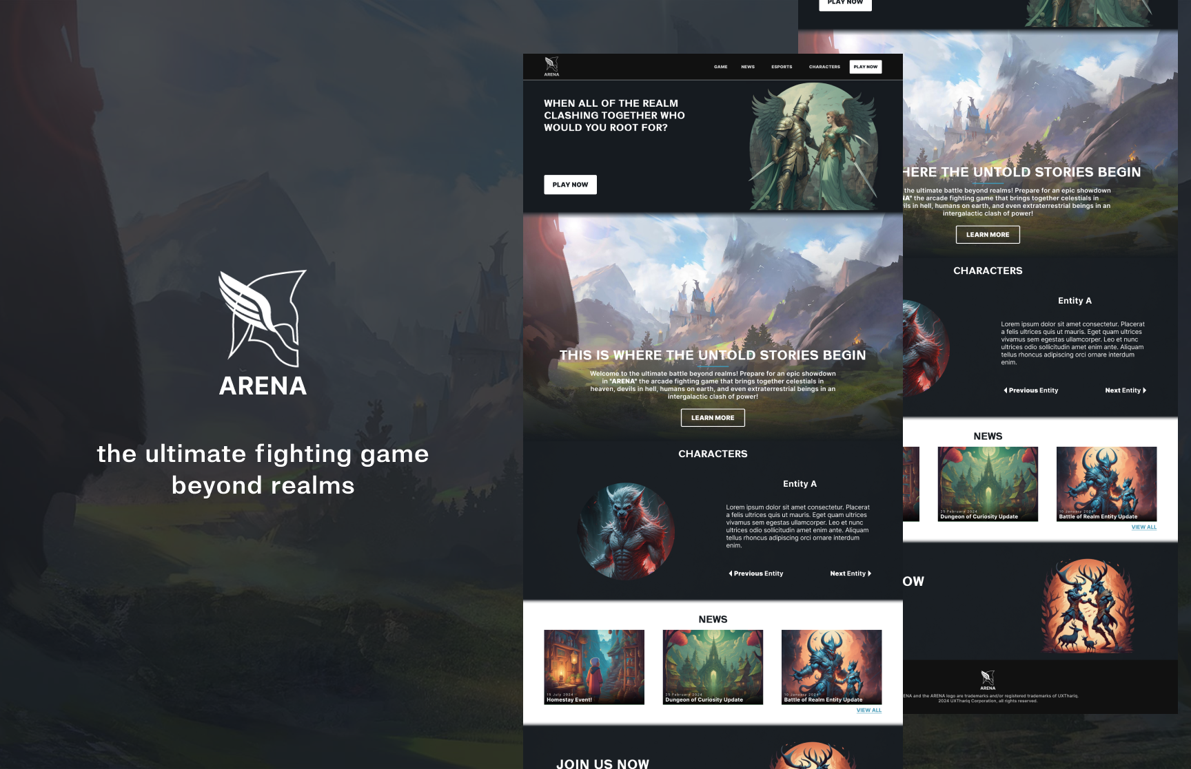 Landing page - Arena fighting game design graphic design illustration logo ui
