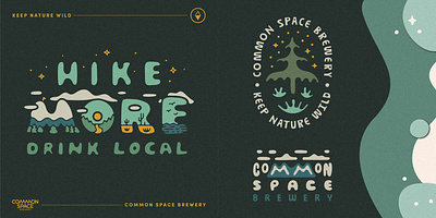 Common Space Brewery | Hike More apparel design art branding can label collection design graphic art graphic design hand drawn illustration la lockup logo merchandise minimalist nature art outdoor print design product design wrap design