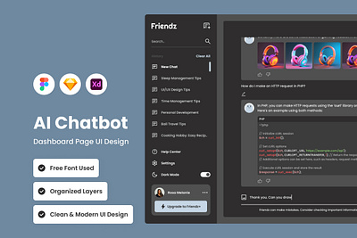 Friendz - AI Chatbot Dashboard V1 application apps chat design layout ui ux website