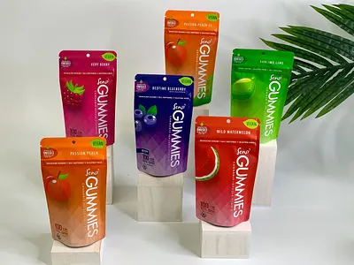 Sensi THC/CBD Gummies branding graphic design packaging design typography