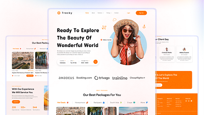 Tracky - Travelling Landing Page design for travel agency agency landing page design figma design figma website landing for travel agency landing page design travel agency landing page travel landing page travelling website