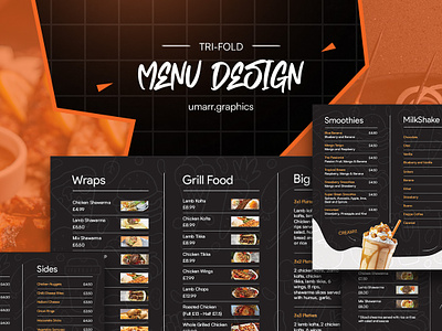 TriFold Menu Design graphic design graphics menu menu design post post design poster design restaurent menu trifold menu ui