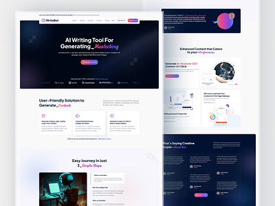 AI SEO Writing Tool Landing page ai clean copy dashboard seo wirting template ui ux wirting