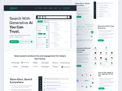 glean - Search Generative Ai Landing Page ai ai chatbot ai landing page ai platform ai startup ai tools ai website artificial intelligence customer support home page management search generative ai ui de ui design web design website