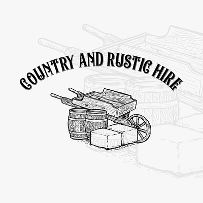 Country And Rustic Hire Logo barrel black and white branding design digital illustration drawing graphic design illustration logo logo black and white logo design logo illustration logo rustic logo vintage vector