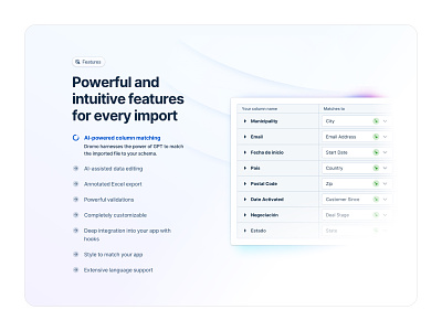 Intuitive Features ✨ autoplay bullet points features glow light list ui web