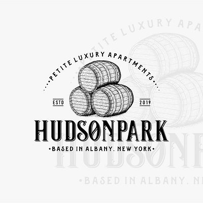 Hudson Park Logo barrel black and white branding design digital illustration drawing graphic design illustration logo logo black and white logo design logo illustration logo rustic logo vintage vector