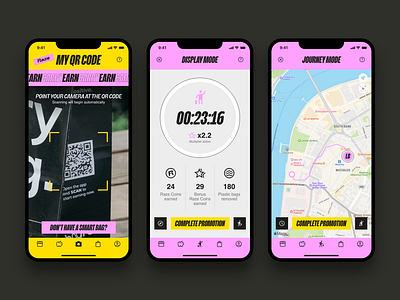 Raze | Mobile App coins display earn journey marketplace promotion qr scan ui
