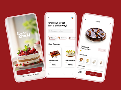 Sugar Crush | Food delivery app appdesign food delivery minimimal ui