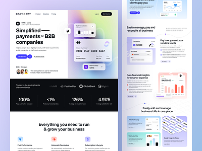 B2B Payment Platform Landing Page b2b b2b payment b2c finances fintech landing page minimal najmul nocode payment platform popular shot saas saas landing uiux visual design web 3 web design webflow website